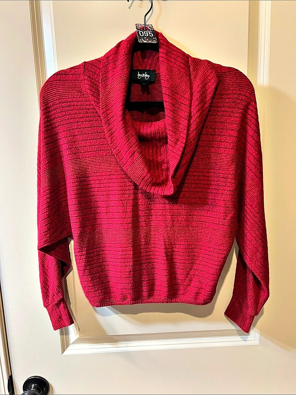 by&by Cowl Neck Sweater cherry red Size XS H095
